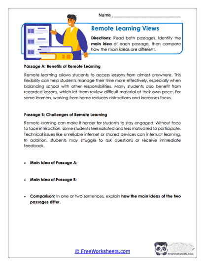 Remote Learning Views Worksheet