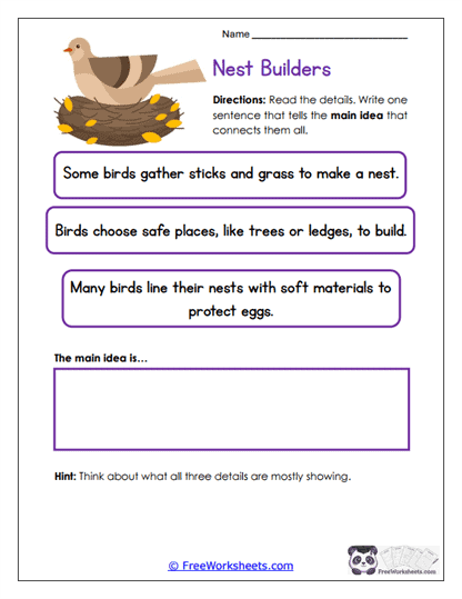 Nest Builders Worksheet