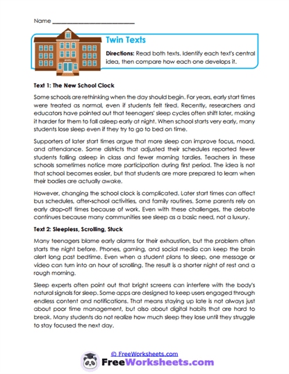 Twin Texts Worksheet