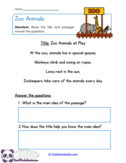 Zoo Focus Worksheet