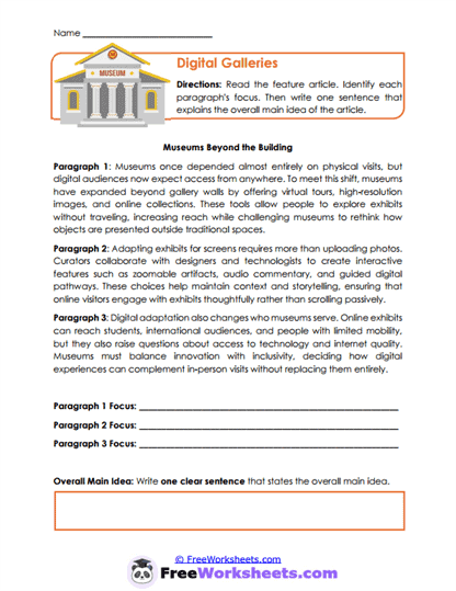 Digital Galleries Worksheet