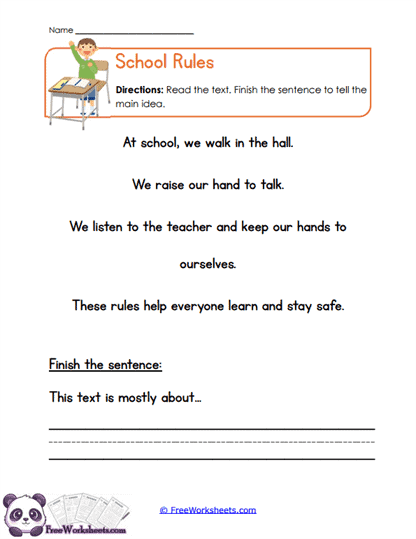 School Rules Worksheet