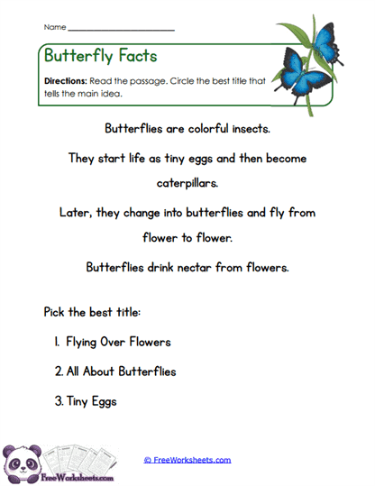Butterfly Theme Worksheet