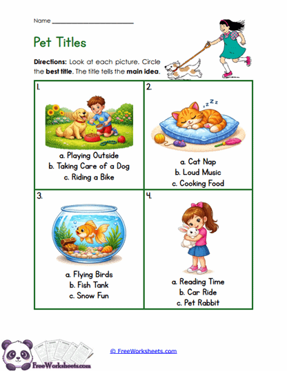 Pet Titles Worksheet