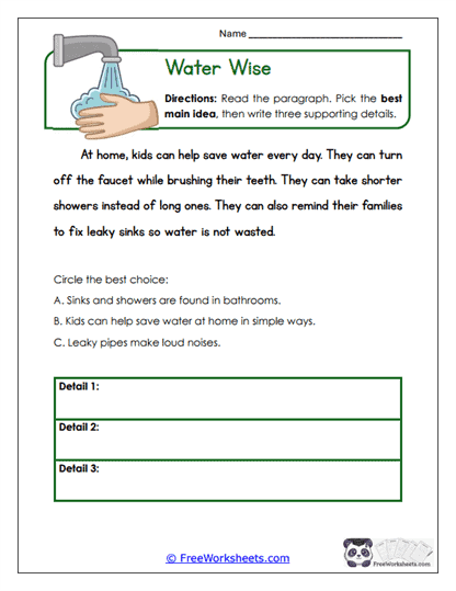 Water Wise Worksheet