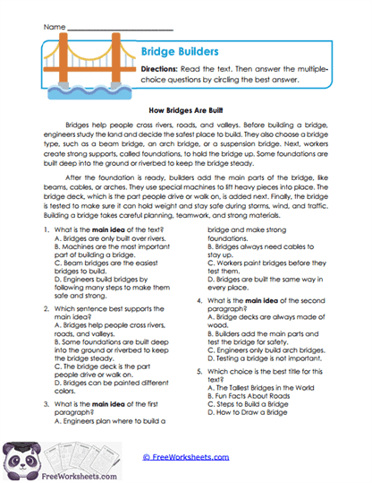 Bridge Builders Worksheet