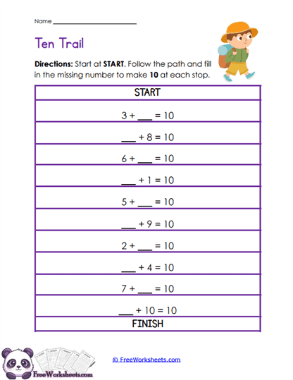 Ten Trail Worksheet
