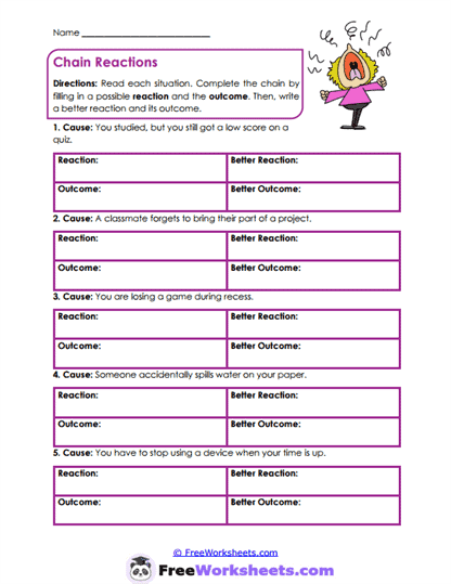 Managing Emotional Reactions Worksheet Collection