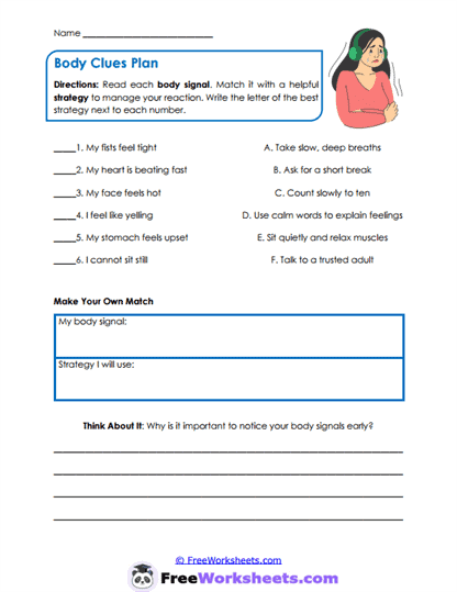 Body Signals Worksheet