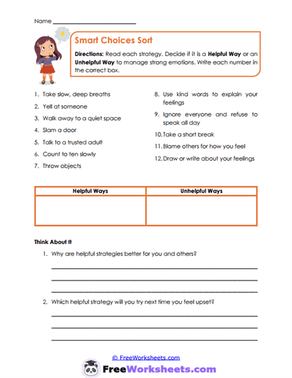 Strategy Sorting Worksheet