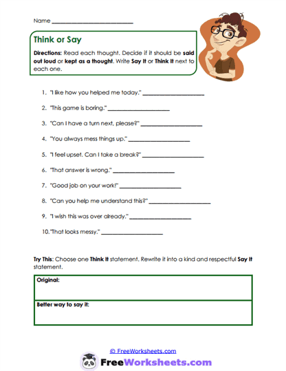 Thought Filter Worksheet