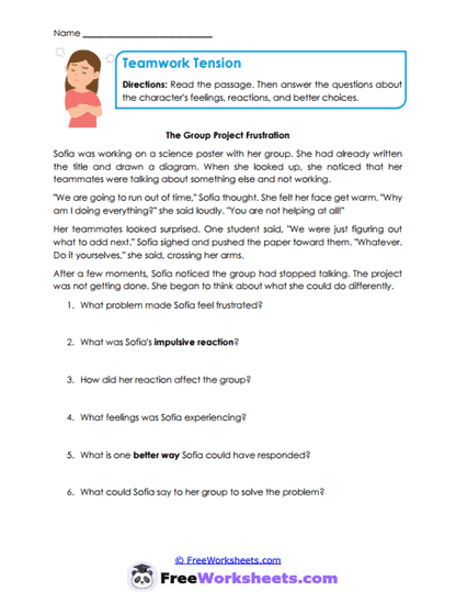 Group Frustration Worksheet