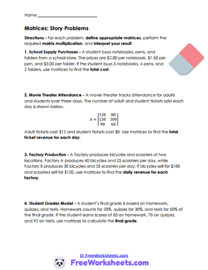 Number Arrays Worksheet