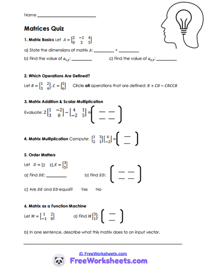 Operation Choices Worksheet