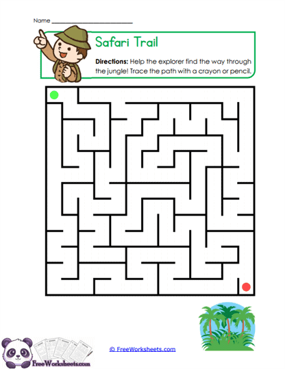 Jungle Trail Worksheet