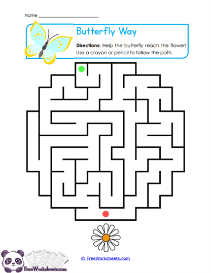 Butterfly Path Worksheet