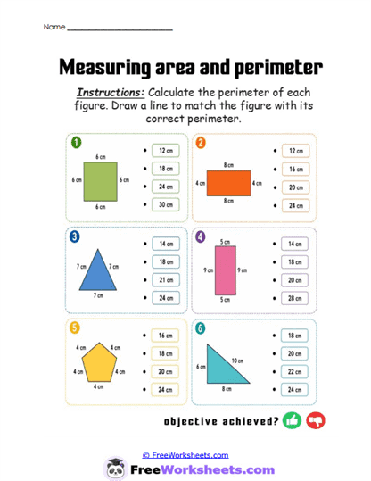 Perimeter Match Worksheet