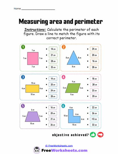 Perimeter Matchup Worksheet