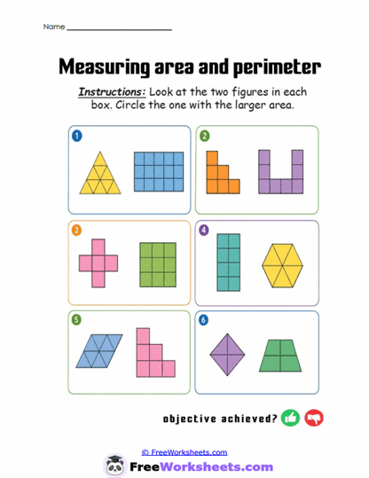 Shape Area Compare Worksheet