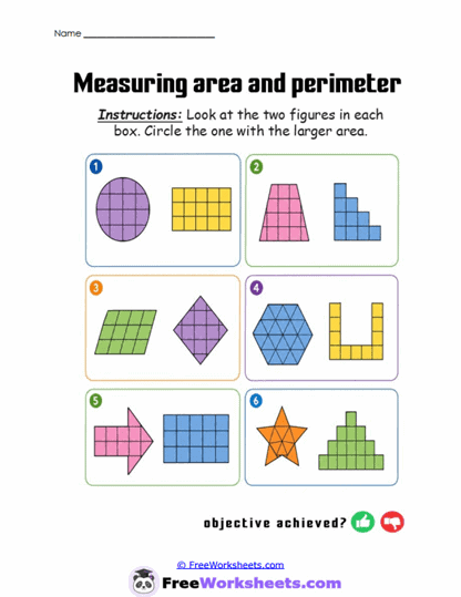 Area Unit Faceoff Worksheet