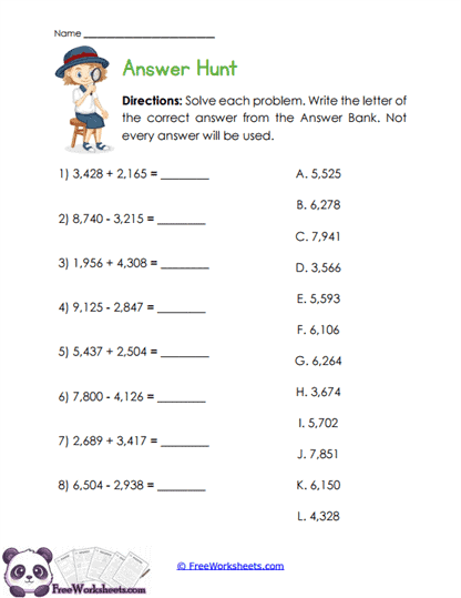 Answer Bank Challenge Worksheet
