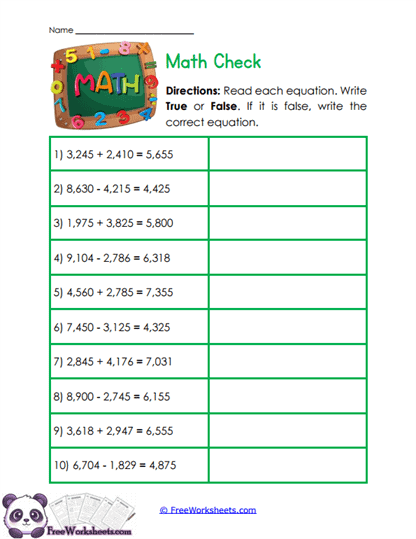 Equation Inspector Worksheet