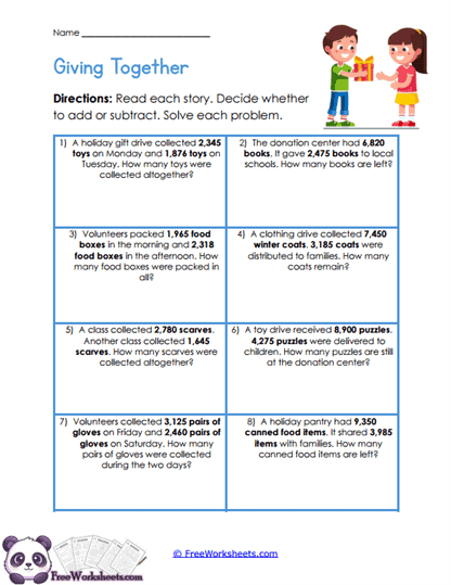 Community Giving Worksheet