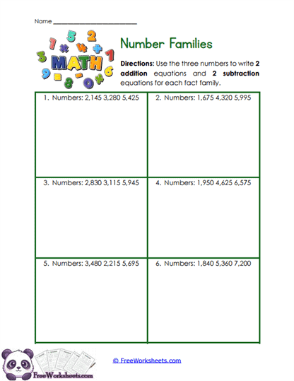 Number Family Links Worksheet