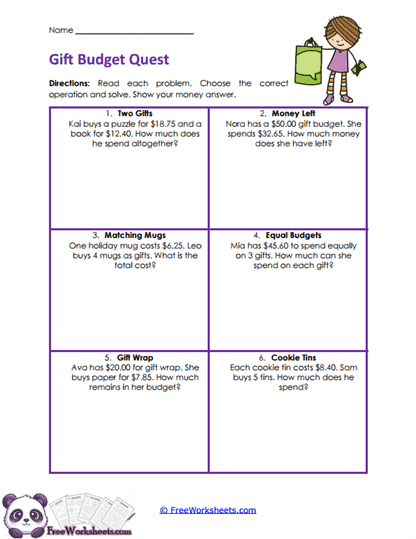 Budget Choices Worksheet