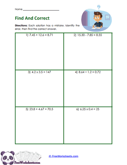 Error Repair Worksheet