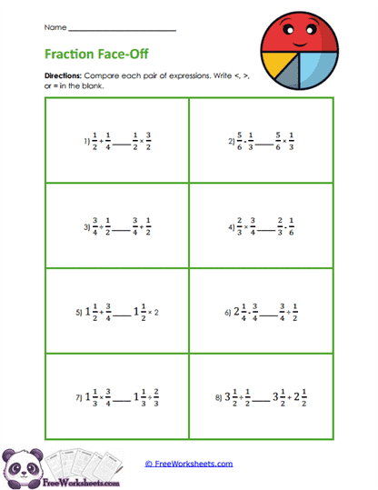 Fraction Compare Worksheet