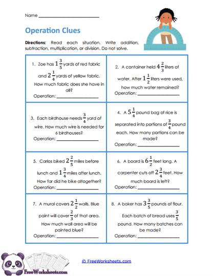 Operation Signals Worksheet