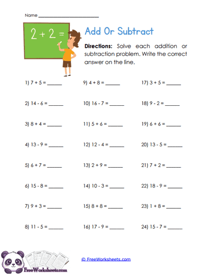 Operation Mix Worksheet