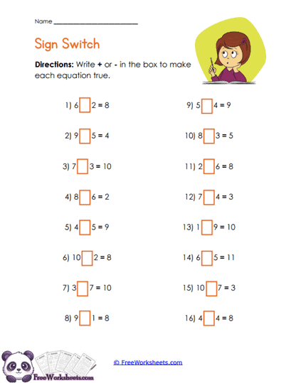 Sign Switch Worksheet