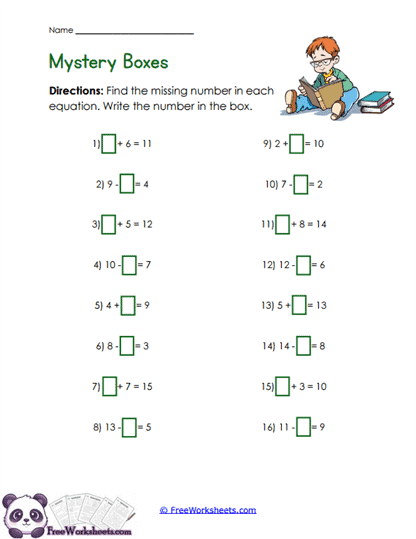 Missing Number Mysteries Worksheet