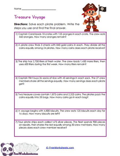 Pirate Problems Worksheet