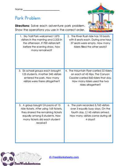 Park Adventures Worksheet