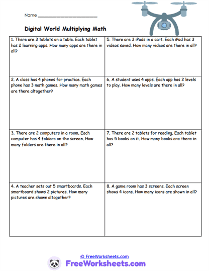 Digital World Multiplying Worksheet