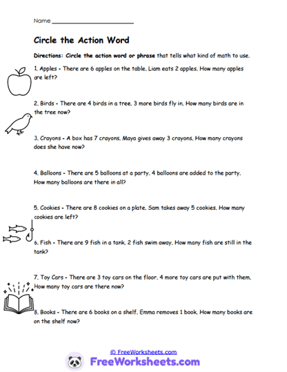Circle the Action Word Worksheet