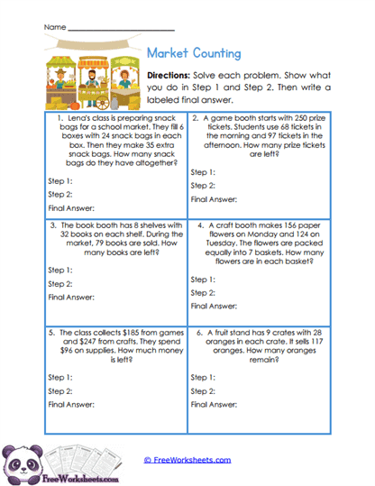 Market Math Worksheet