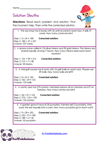 Multi-step Word Problems 4th Grade Worksheet Collection