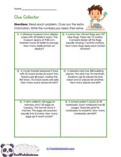 Clue Filter Worksheet