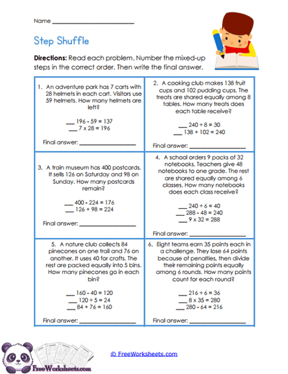 Step Order Challenge Worksheet