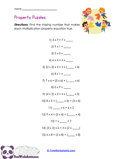 Missing Property Values Worksheet