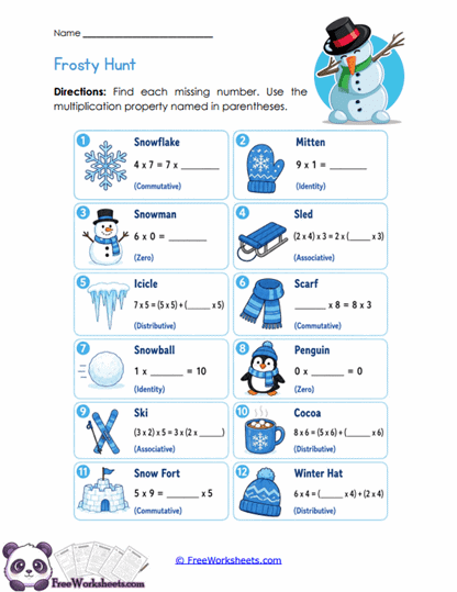Winter Property Hunt Worksheet