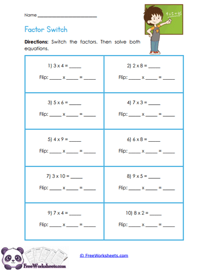 Factor Reversal Worksheet