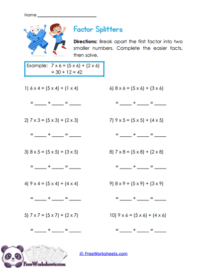 Factor Breakdowns Worksheet