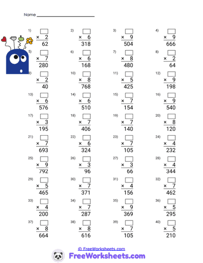 Monster Facts Worksheet