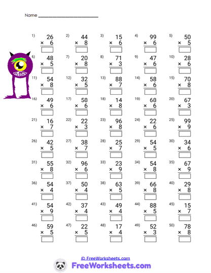 Monster Multiples Worksheet