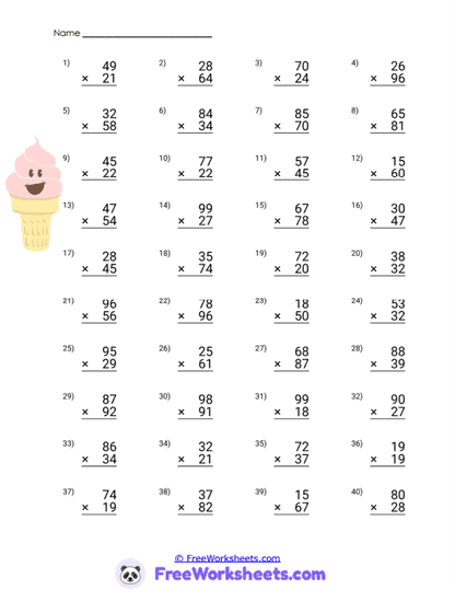 Ice Cream Worksheet